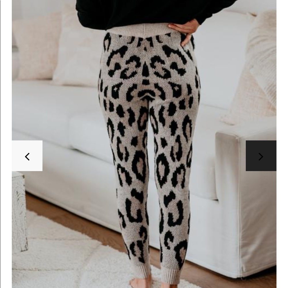 Vici Taupe and Black Leopard Print Knit Jogger Set - Picture 4 of 4